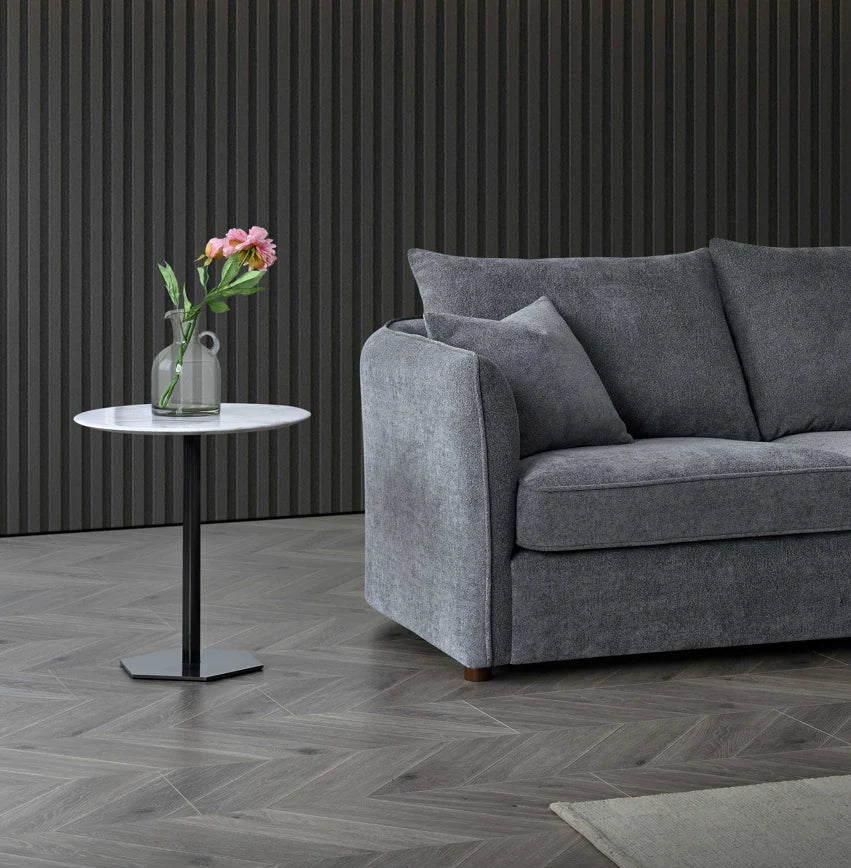 Aluxo Melby Charcoal Grey Boucle Corner Chaise Sofa | 4 Seater